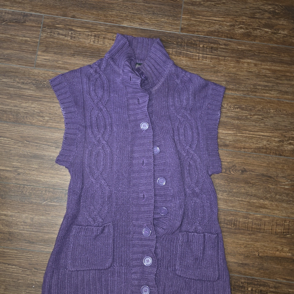 Purple Cable Knit Sleeveless Sweater